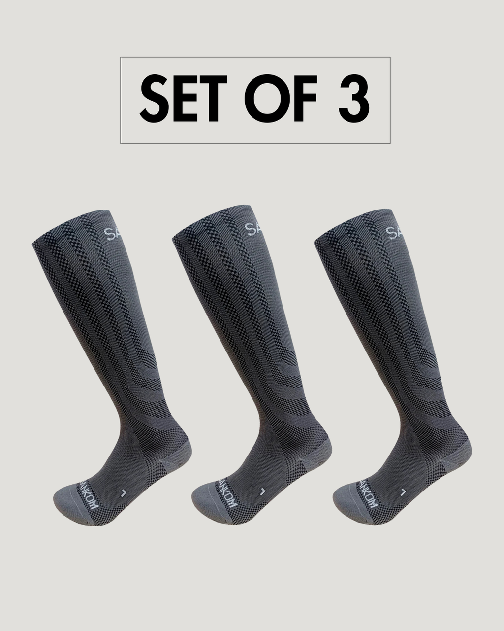 SANKOM® Patent Light Compression Socks – 3-Pack (Grey)