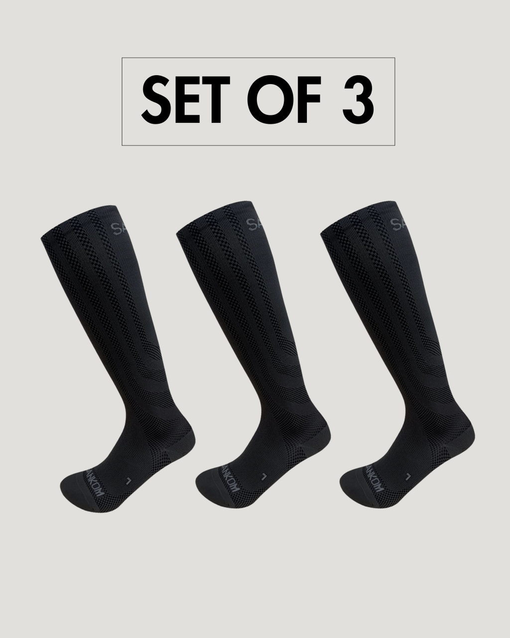 SANKOM® Patent Light Compression Socks – 3-Pack (Black)